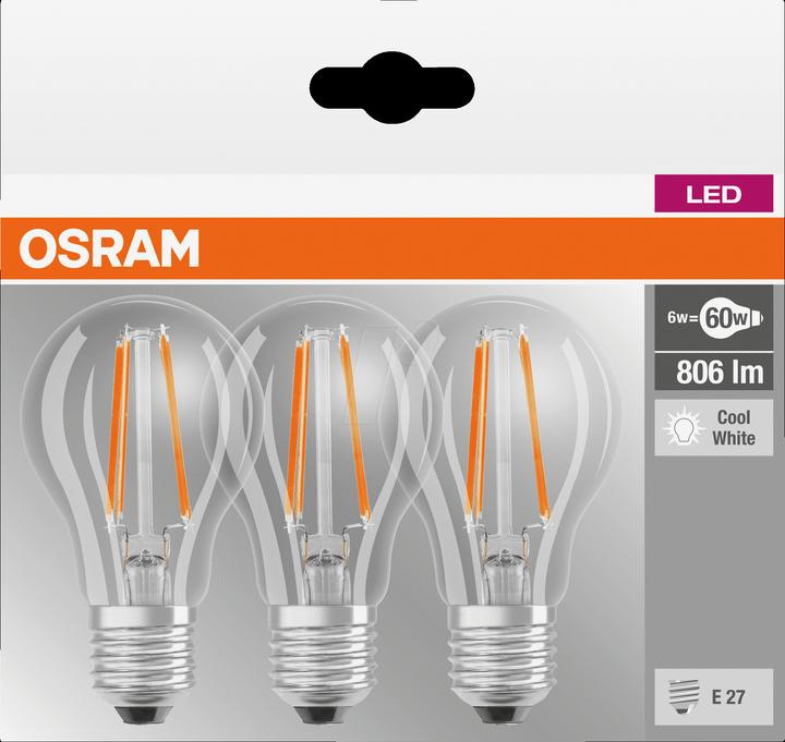 Produktbild Osram Led Base Classic A (E27, 7 W, 806 lm, 3 x, E)