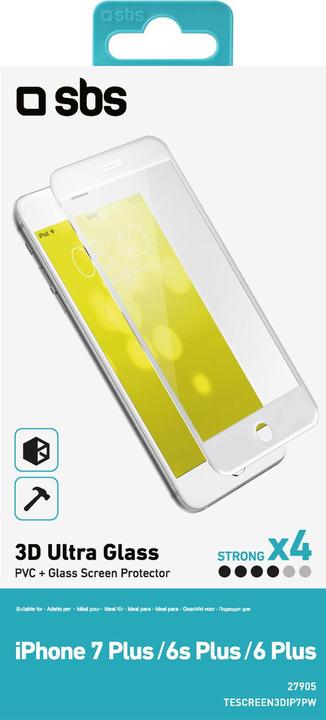 Immagine prodotto SBS Protettore di schermo 3D per iPhone 8 Plus / 7 Plus / 6s Plus / 6 Plus (1 Pezzo/i, Apple iPhone 8 Plus, Apple iPhone 7 Plus)