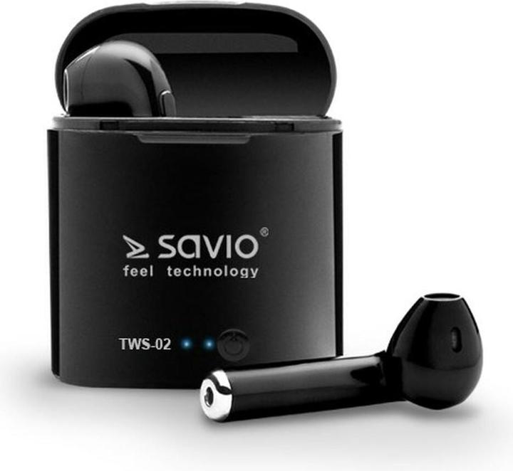 Image du produit Savio TWS-02 Casque d'écoute sans fil Bluetooth Noir (pas de réduction du bruit, 100 h, Sans fil)
