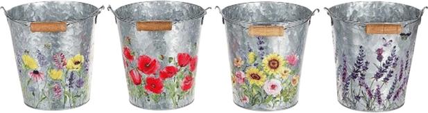 Actual product image HBX Zinkeimer - mit Blumenmotiv - ca. 14 x ⌀ 14 cm - 1 Stück (14 x 14 cm)