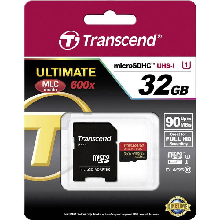 Actual product image Transcend Ultimate (32 GB, microSDHC, U1, UHS-I)