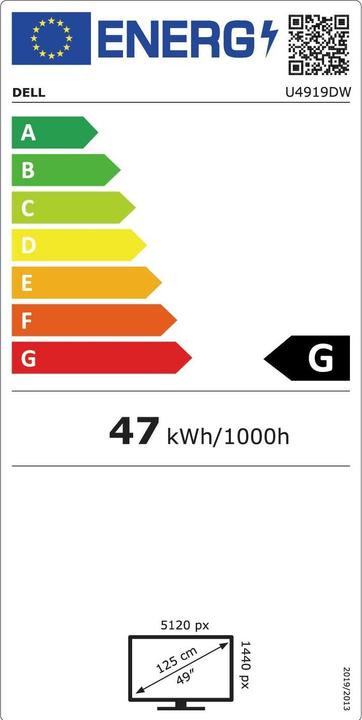 Energie-Label Dell UltraSharp U4919DW (5120 x 1440 Pixel, 49")
