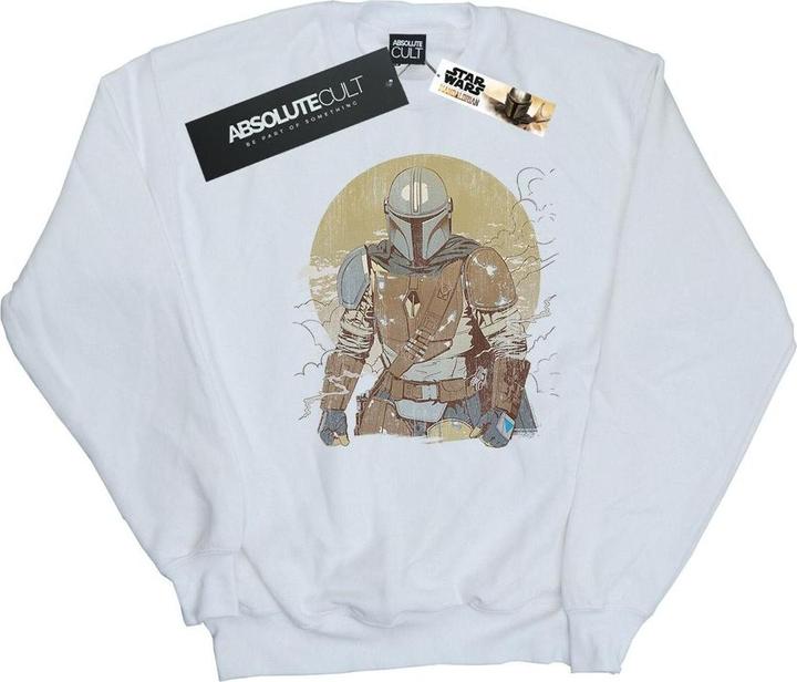 Actual product image Star Wars Mens The Mandalorian Distressed Warrior Sweatshirt (XXL)