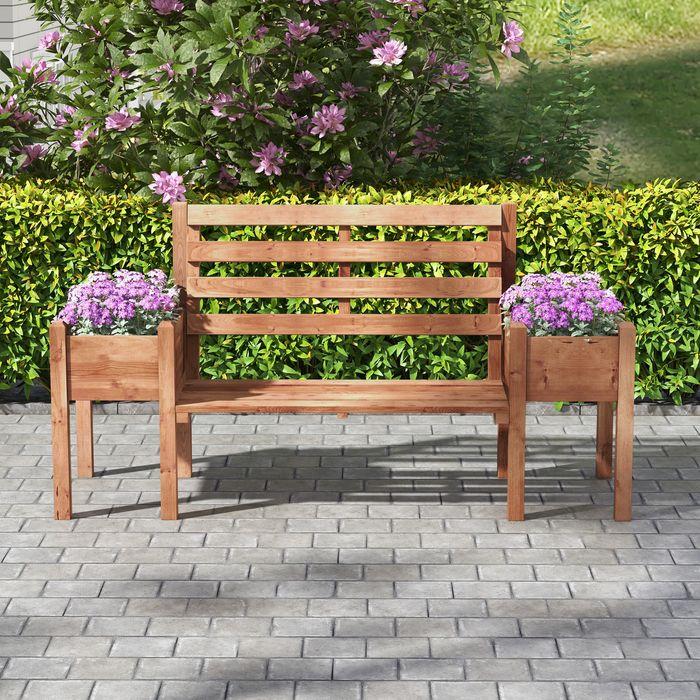 Produktbild Swisshandel24 Gartenbank, 2-Sitzer Sitzbank, Holzbank, mit Blumenkasten, bis 240kg
