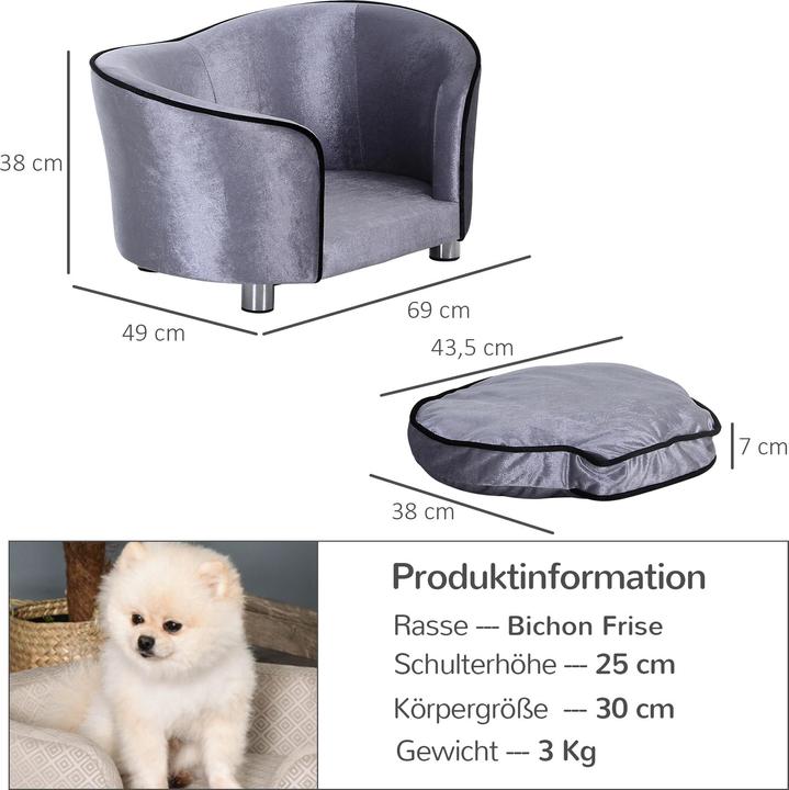 Produktbild PawHut Luxus Hundecouch mit einem weichen Kissen (Hund)
