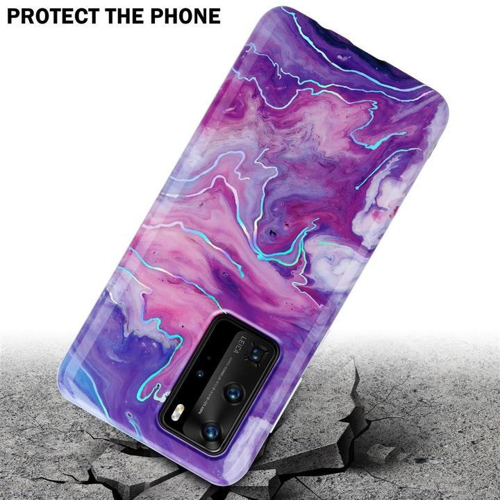Productafbeelding Cadorabo IMD TPU kleurrijke marmeren hoes (Huawei P40 Pro+)