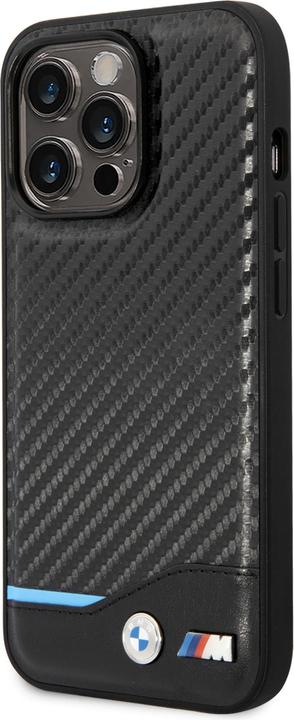 Actual product image BMW Case BMHCP14L22NBCK iPhone 14 Pro 6.1" czarny/black Leather Carbon (Apple iPhone 14 Pro)