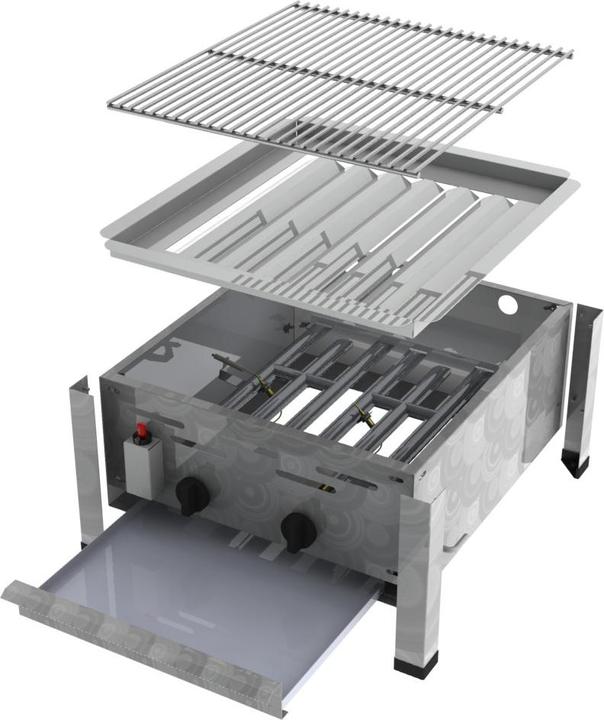 Actual product image ChattenGlut 2-burner gas roaster with grid (9 kW)