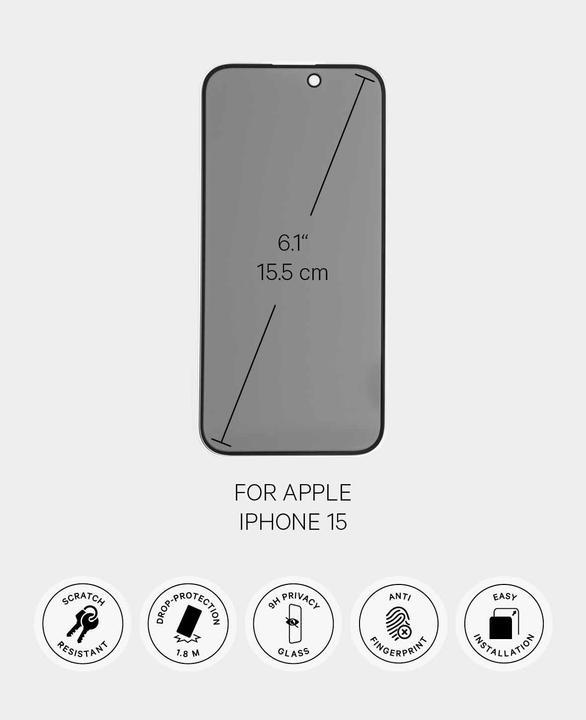 Actual product image Paladin Privacy Screen Protector (1 Piece, Apple iPhone 15)