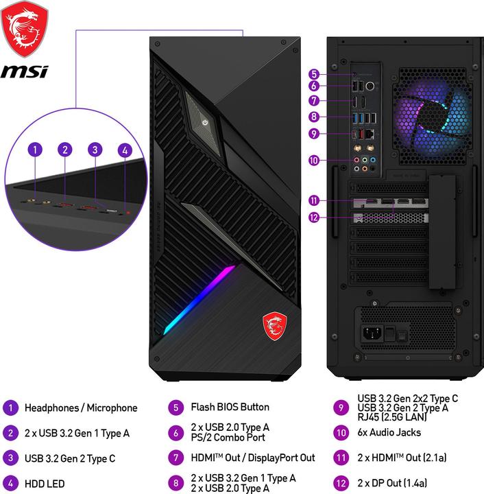 Actual product image MSI MPG Infinite X2 14NUF7-459AT (Intel Core i7-14700KF, 32 GB, 1000 GB, GeForce RTX 4070 Ti Super)