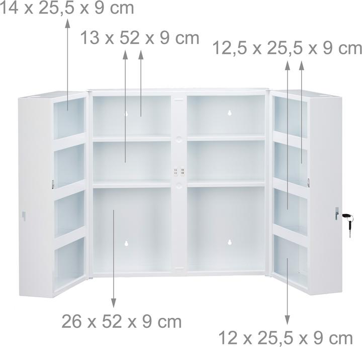 Immagine prodotto Relaxdays Armadietto medicinali (52,5 x 19,5 x 53 cm)