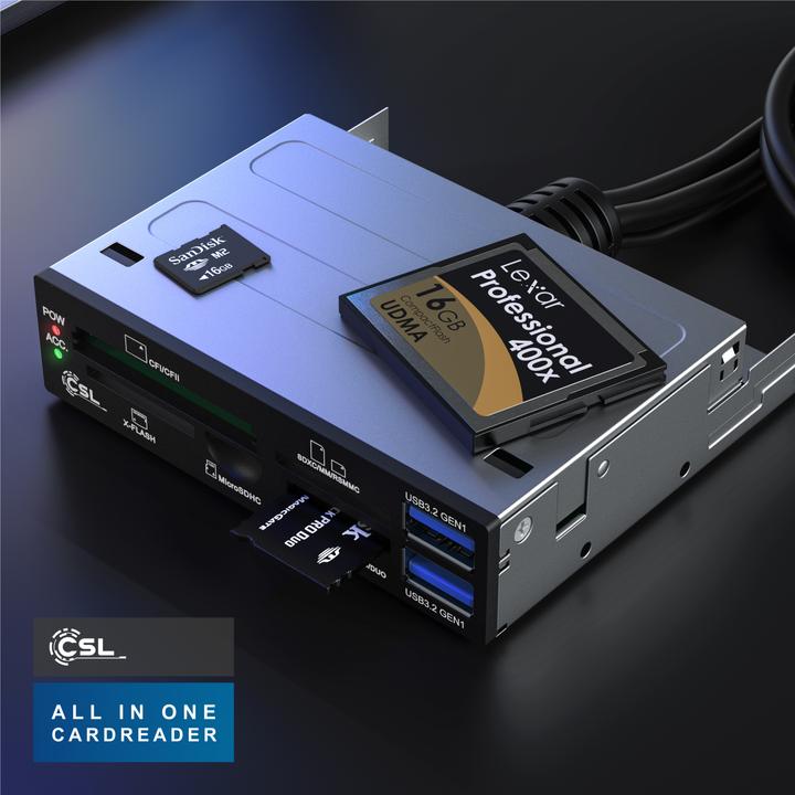 Actual product image CSL Multi front panel card reader (19-pin, Internal USB 2.0 Motherboard)