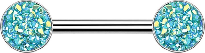 Image du produit Star Piercing Barbell silber mit Druse Stein grün (Acier chirurgical 316L, sans laiton)