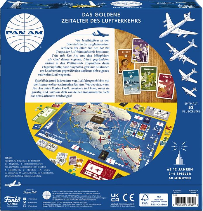 Produktbild 749008 - Pan Am von Funko, Brettspiel, für 2-4 Spieler, ab 12 Jahren (DE-Ausgabe) (Deutsch)