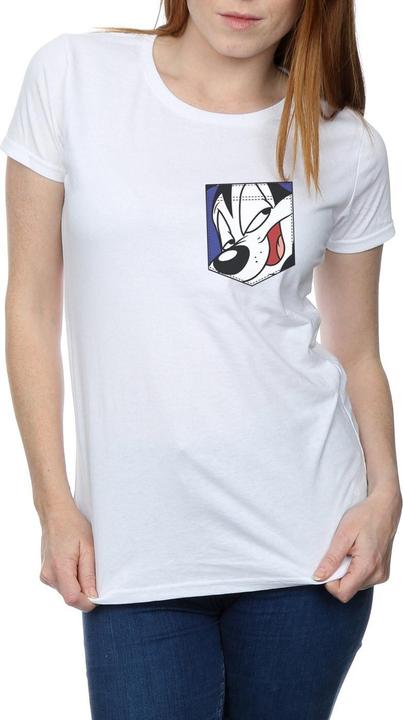 Immagine prodotto Looney Tunes Pepe Le Pew Face Faux Pocket Maglietta Donna (XL)