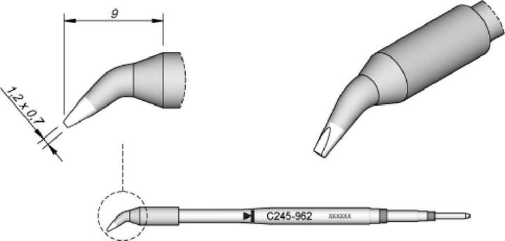 Produktbild JBC Lötspitze Serie C245 Meisselform, C245962/1,2 x 0,7 mm, gebogen