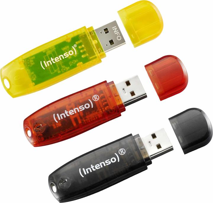 Produktbild Intenso Rainbow 3x32GB Yellow/Red/Black (32 GB, USB-A)