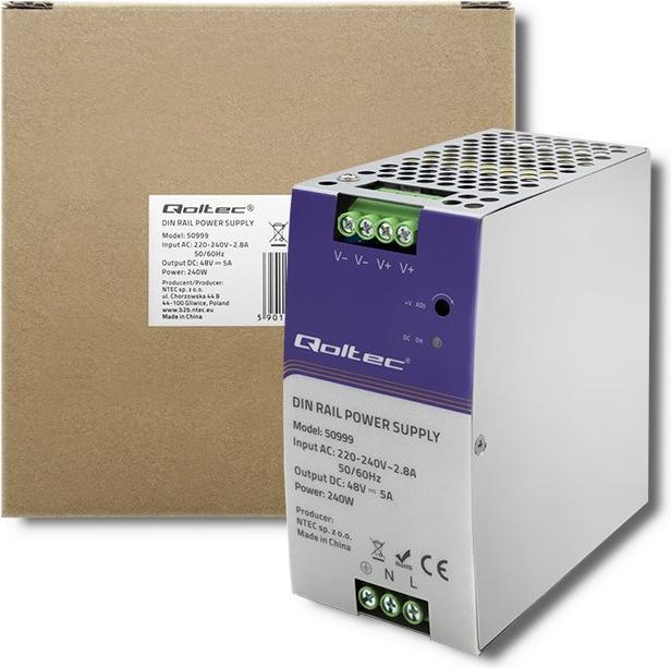 Immagine prodotto Qoltec 50999 Alimentatore per guida DIN 240W (240 W)