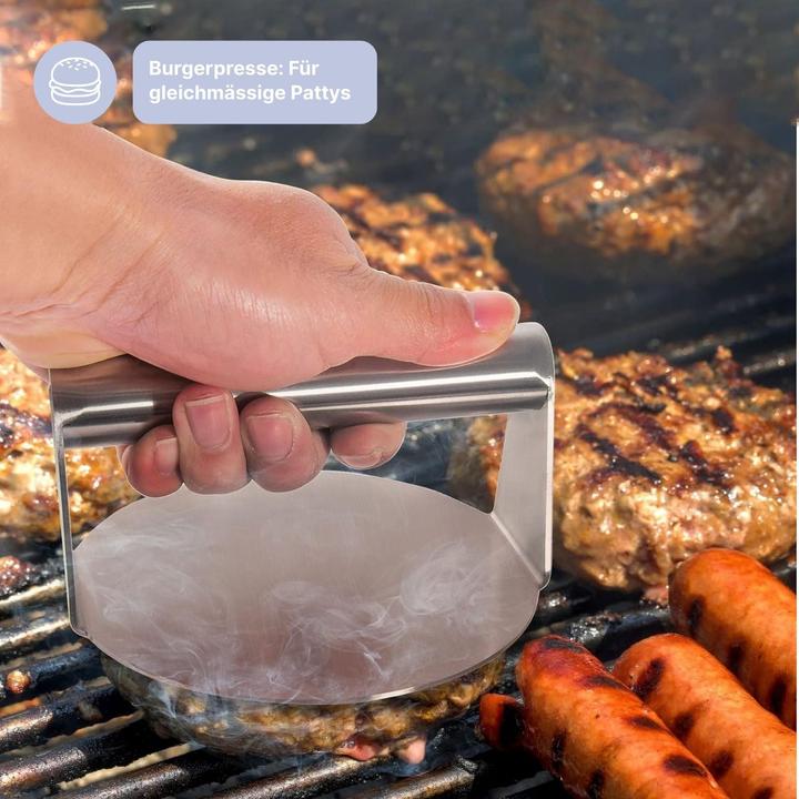 Image du produit Hermex 5-tlg. Burger-Set Burgerpresse Schmelzglocke Patty-Wender Ei-Ring Streuer