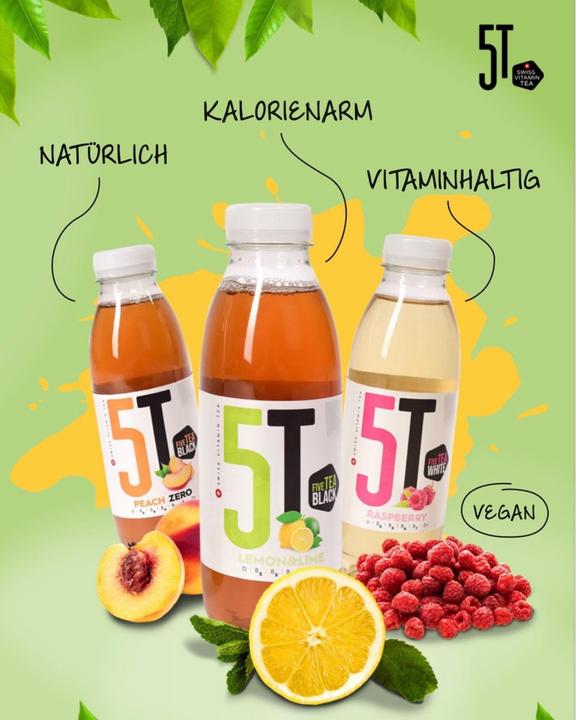 Produktbild FiveTea Vitamin PEACH Zero PET Kiste (24 x 50 cl)