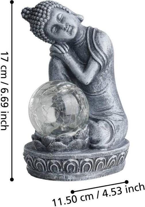 Actual product image EGLO Garden Light Solar Decoration Buddha, 19.5 cm, Grey (IP44)
