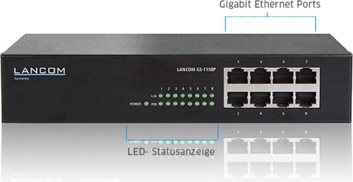 Produktbild Lancom Systems GS-1108P Unmanaged 8-Port Gigabit Ethernet Switch (8 Ports)