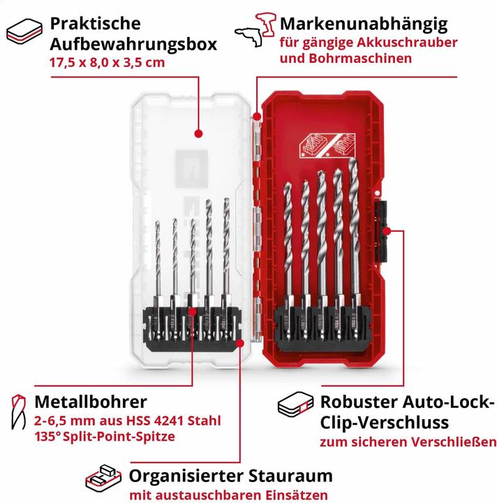 Actual product image Einhell 108723 Metal twist drill set 10 pieces 2 mm, 2.5 mm, 3 mm, 3.5 mm, 4 m (2 mm, 2.5 mm, 3 mm, 3.5 mm, 4 mm, 4.5 mm, 5 mm, 5.5 mm, 6 mm, 6.5 mm)