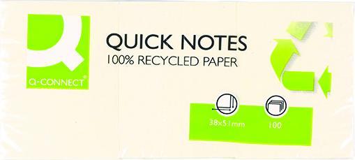 Actual product image Q-Connect Sticky Notes Quick Notes Recycling yellow (38 x 51 mm)