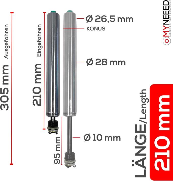 Image du produit MyNeeed Gasdruckfeder Ersatz für Bürostuhl