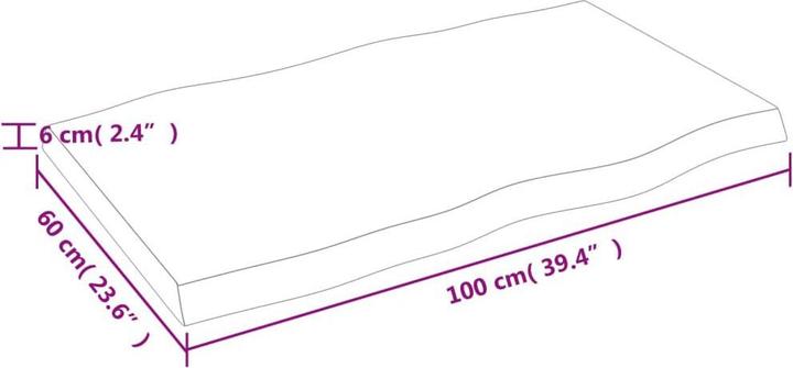 Actual product image VidaXL Tischplatte 100x60x6 cm Massivholz Eiche Behandelt (100 x 60 x 6 cm)