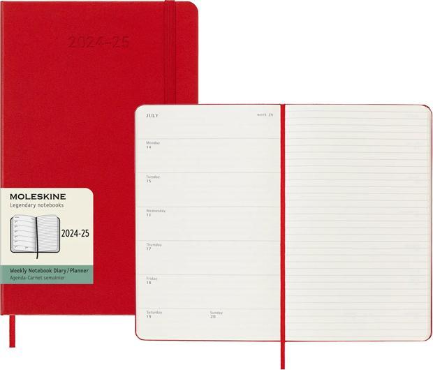 Productafbeelding Moleskine 18 maanden weekkalender 2024/2025, L/A5, 1 week = 1 pagina, rechts gelinieerd (A5, Engels)