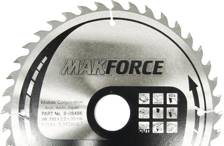 Image du produit Makita B-08486 Disque à tronçonner 190x30 20 16x2,2mm 40T 20 ° 5704R 5705R