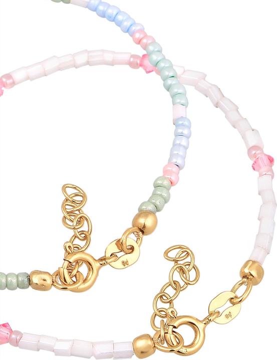 Image du produit Elli Bracelet Kids perles de verre pastel set de 2 pièces 925 argent (14 cm, Argent 925 sterling plaqué or, Cristal de verre, Plastique, Verre)
