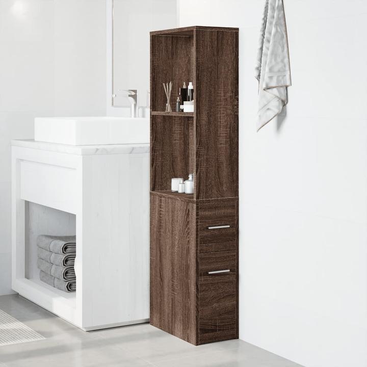 Immagine prodotto VidaXL Armadietto da bagno Armadietto alto Armadietto intermedio Rotelle strette Aspetto rovere marrone (22 x 41 x 135 cm)