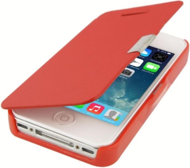 Produktbild König Design Handyhülle Tasche für Apple iPhone 4 / 4s Rot gebürstet (Apple iPhone 4, LG G4s)