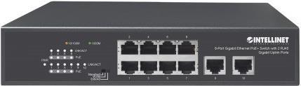 Produktbild Intellinet 8-Port Gigabit Ethernet PoE+ Switch mit 2 RJ45 Gigabit Uplink-Ports (10 Ports)