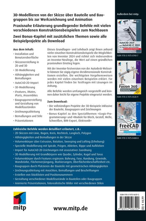 Produktbild 3D-Konstruktionen mit Autodesk Inventor 2024 (Deutsch, Detlef Ridder, 2023)