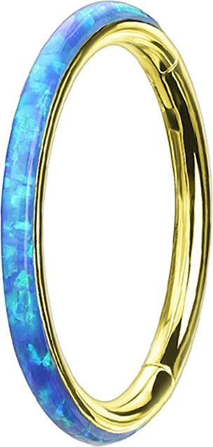 Produktbild Star Piercing Micro Segmentring klappbar vergoldet seitlich Opal streifen blau (Chirurgenstahl 316L, ohne Messing)