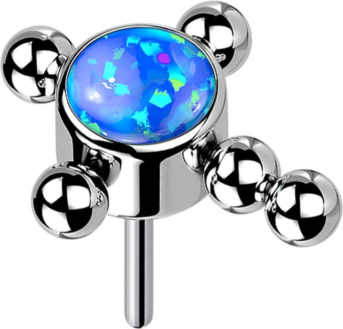 Actual product image Star Piercing Ring silver with eight crystals (without brassTitanium G23, without brass 316L surgical steel)