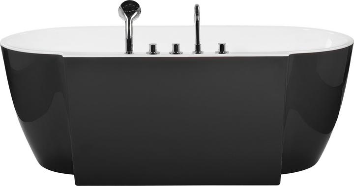 Produktbild Beliani Badewanne freistehend schwarz mit Armatur oval 170 x 80 cm ROTSO (286 l, 170 cm)