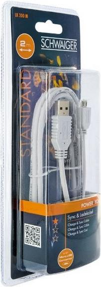 Immagine prodotto Schwaiger LK200M532 2m USB A Micro-USB A Cavo USB bianco (2 m, USB 2.0)