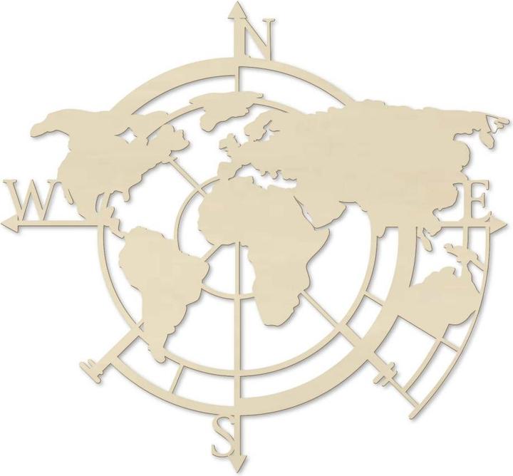 Actual product image Trenddeko World map cardinal points 02 (50 x 48 cm)