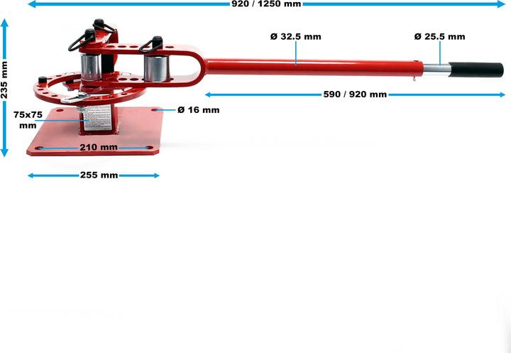 Produktbild Wiltec Biegegerät Biegemaschine Rund Vierkant Flach Bau Stahl Rundbiegen Bieger (49.20 mm)