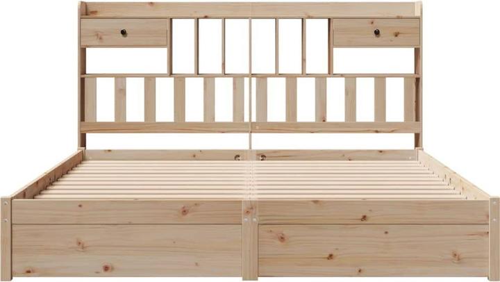 Actual product image VidaXL Solid wood bed Wooden bed Bed double bed with shelf without mattress 200x200cm (200 x 200 cm)