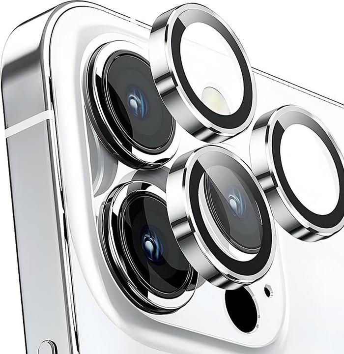 Actual product image Mx. Moox iPhone 15 Pro / 15 Pro Max - Tempered Glass / Panzerglas Rückkamera - silber einzeln (1 Piece, Apple iPhone 15 Pro Max, Apple iPhone 15 Pro)