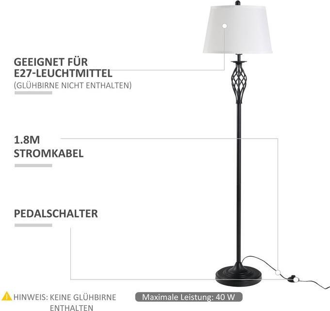 Image du produit Swisshandel24 Set de 3 lampes 2 lampes à poser (ø38 x 158H cm) + 1 lampadaire (ø30 x 62H cm) Métal, PS (E27)