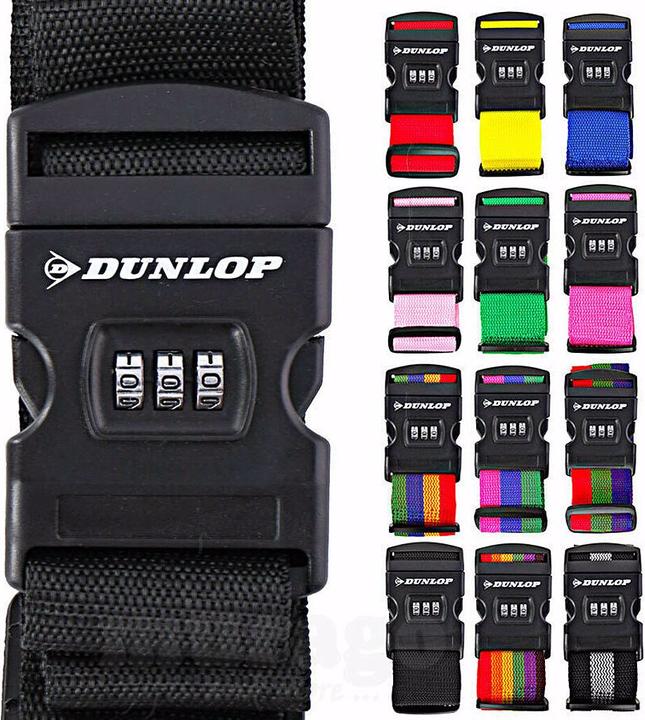 Image du produit Dunlop Ceinture à bagages avec serrure à combinaison (Cadenas + étiquette pour bagage)