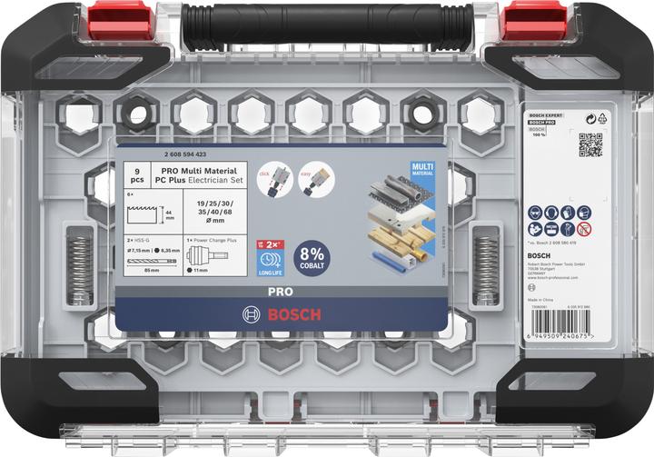 Actual product image Bosch Professional Zubehör PRO Multi Material PC Plus hole saw set, 9 pcs. (19 mm, 68 mm, 35 mm, 30 mm, 40 mm, 25 mm)