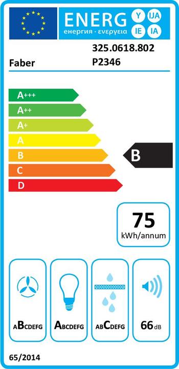 Energie-Label Haube, STILO COMFORT ISOLA WH Matinis A90 (Inselhaube)