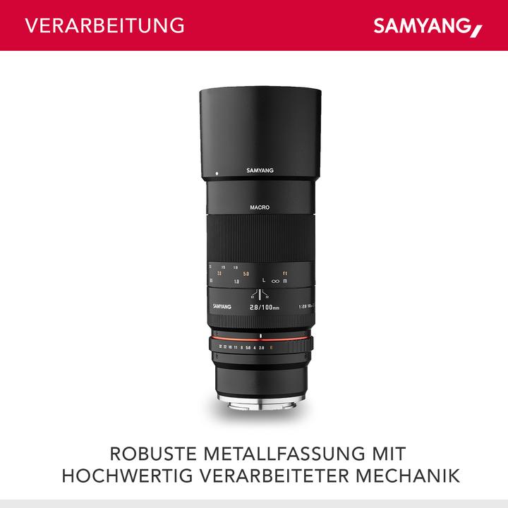 Actual product image Samyang 100mm f/2.8 ED UMC, Sony E (Sony E, full size, APS-C / DX)